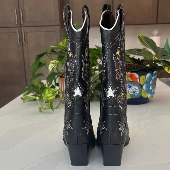 Dolce Vita Western Boot Black Multi Leather Lassie Size 7.5  NWT - Picture 8 of 14